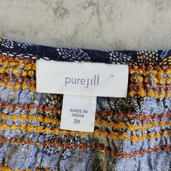 Pure Jill Long Sleeve Blouse Womens Plus 3X Embroidered Floral Boho Cottagecore - Picture 7 of 13